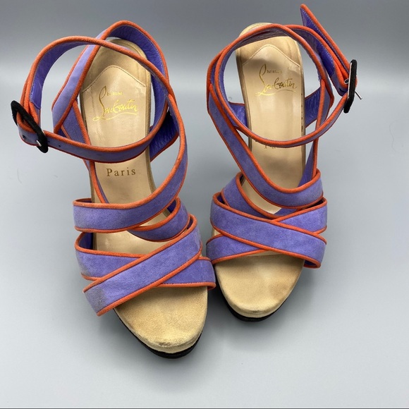 Christian louboutin suede colorblock sandals 36.5 - Picture 3 of 11